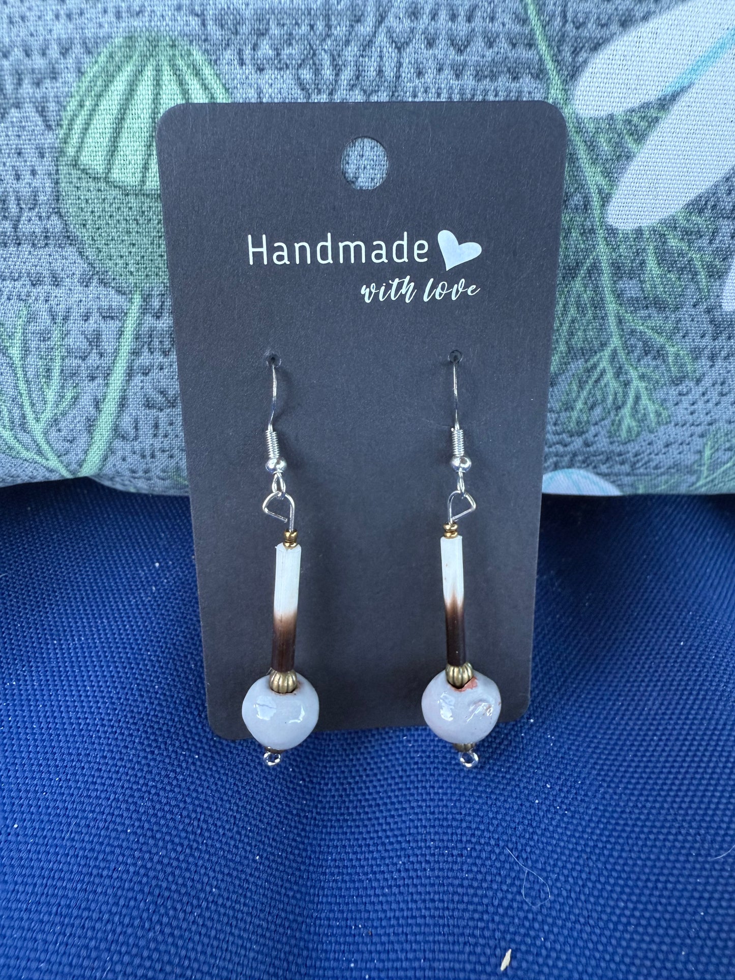 Porcupine Quill Earrings w/ Large Bead