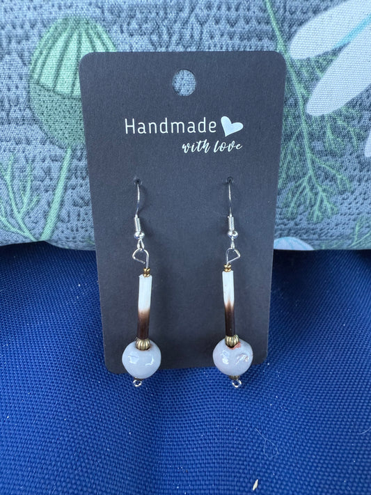 Porcupine Quill Earrings w/ Large Bead