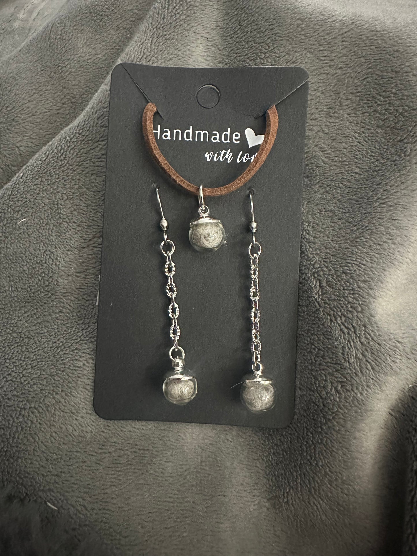 Fox Fur Earring and Necklace Set